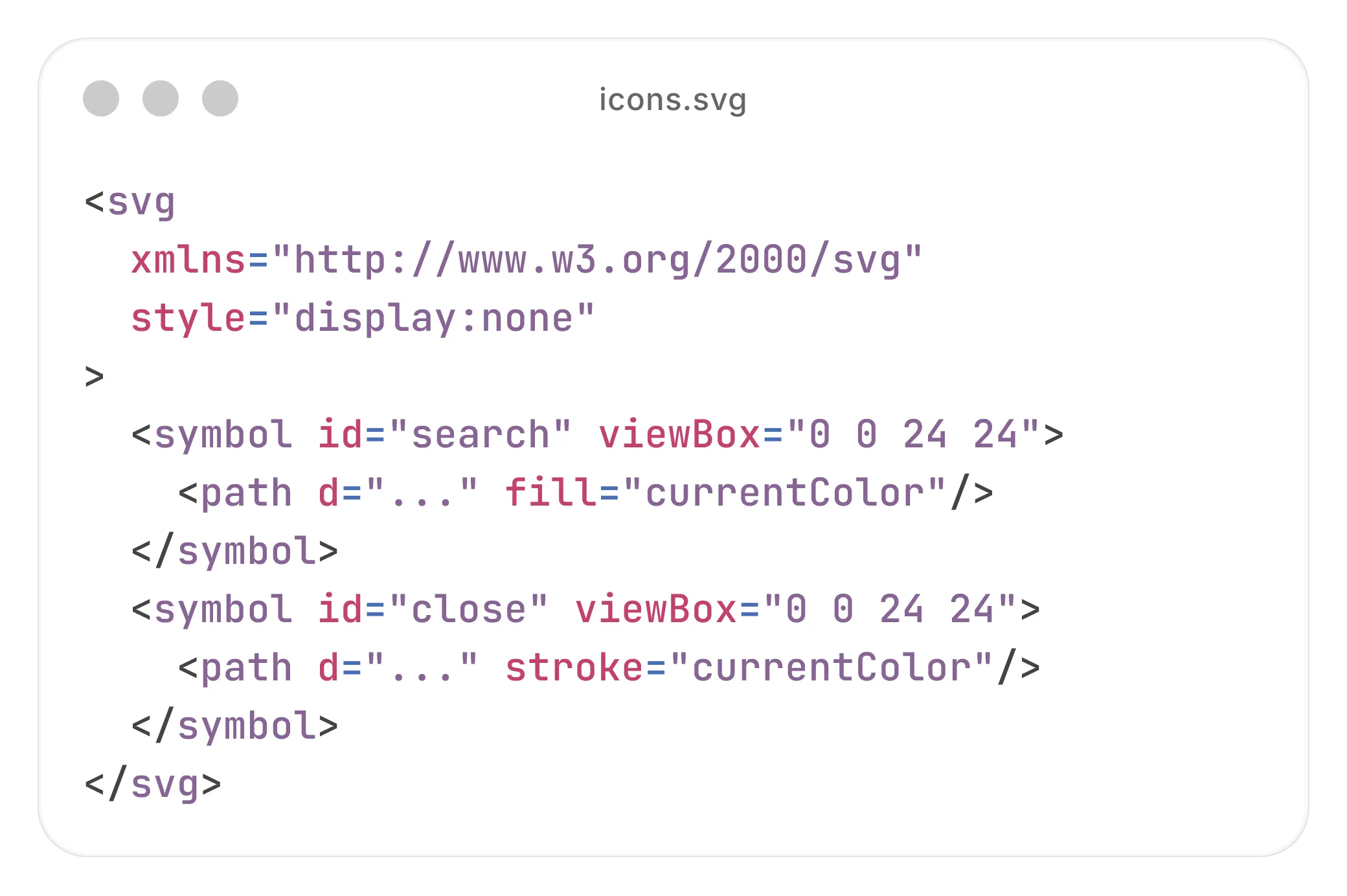 Example SVG sprite output